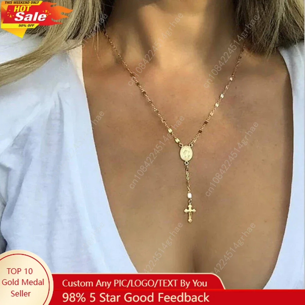 2026 موضة جديدة خمر الصليب المسيحي بوهيميا مسبحة دينية قلادة قلادة للنساء سحر هدايا مجوهرات الأزياء #1