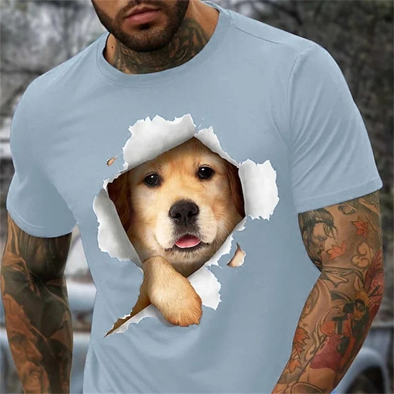 Cute Pet Golden Retriever Graphic 3D Print T-Shirts Men's Women Short Sleeve Round Neck T Shirt Tops Harajuku Tees Man Clothing