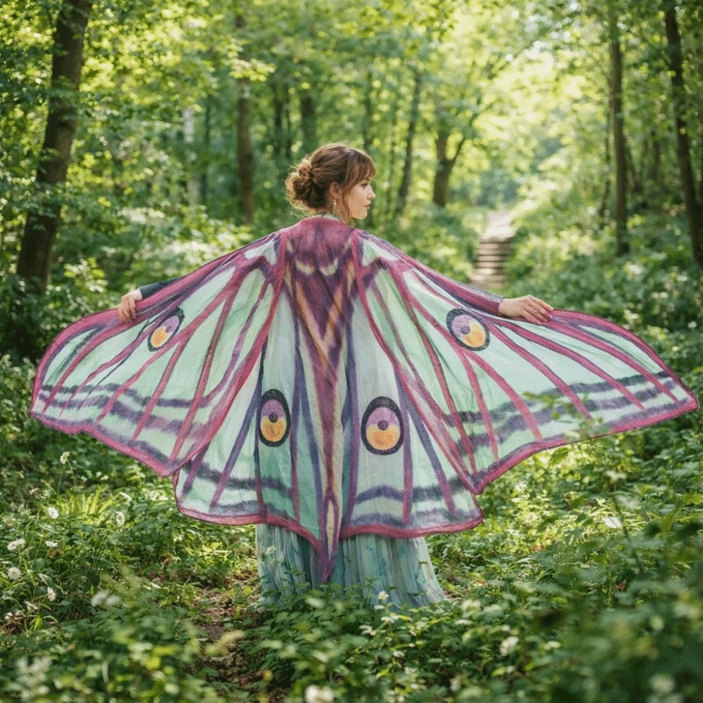 Beautiful Moth Butterfly Cape Party Masquerade Butterfly Peacock Shawl Halloween Show Butterfly Cosplay Costumes Festival Party