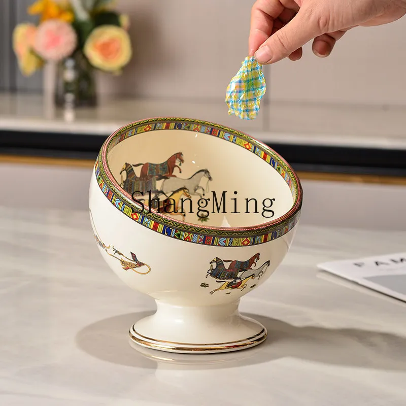 FG ceramic desktop trash can without lid entrance key storage box living room coffee table peel cup storage bucket clubhouse