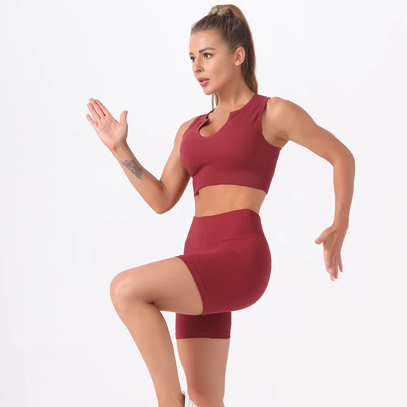 

Нейлоновый вязаный бесшовный костюм для йоги, амортизирующий дышащий жилет для йоги для живота, телесный костюм для йоги