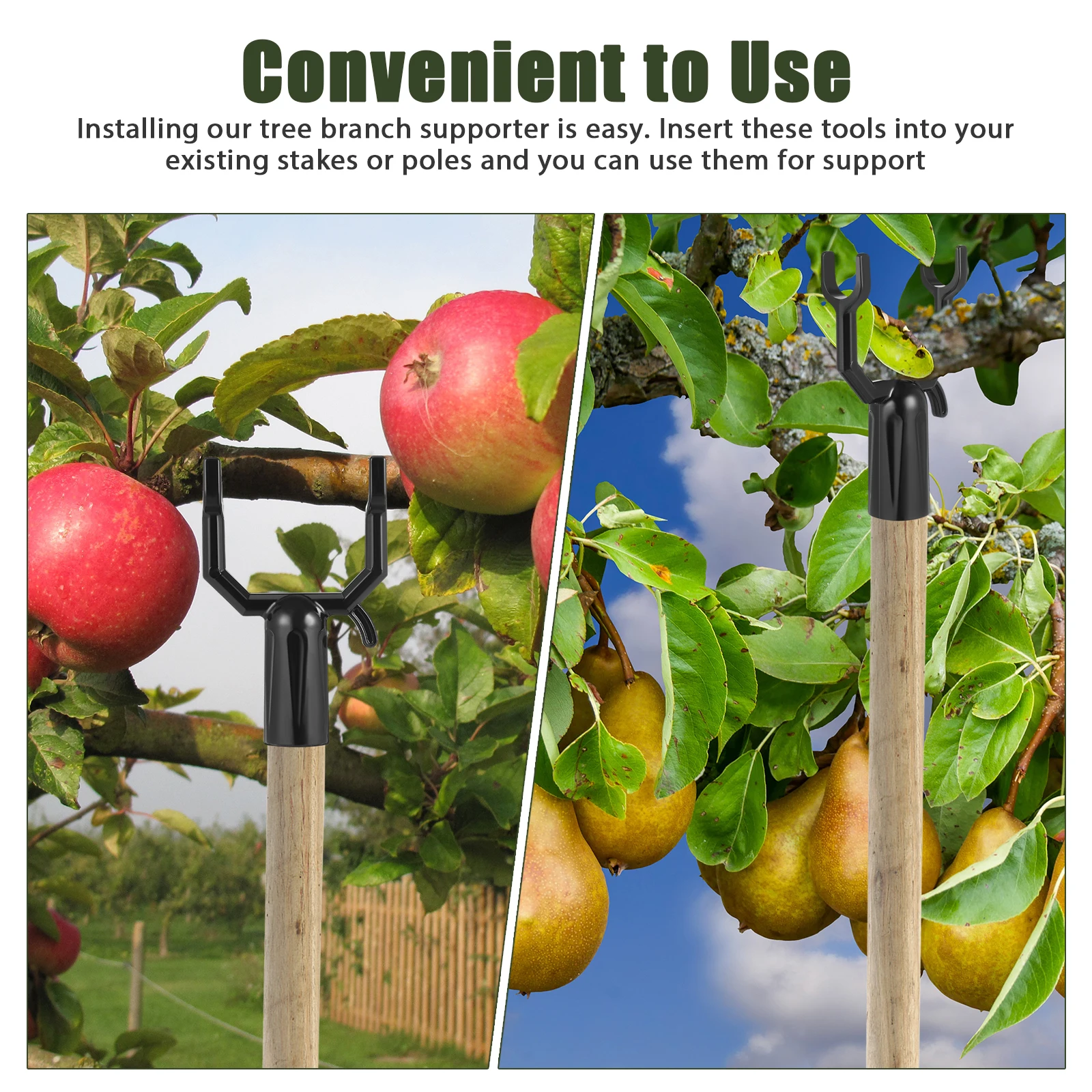 8 Pcs Tree Support Stand Branch Holder Black Fruit Protector Metal Durable Gardening Tool Farm Orchard Use Easy Install Stable