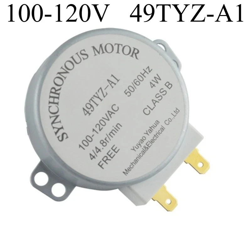 Motor para horno microondas 49TYZ-A1, motor de mesa giratoria, motor síncrono de imán permanente, 100V-120V, 4/4,8 rpm, 2 uds.