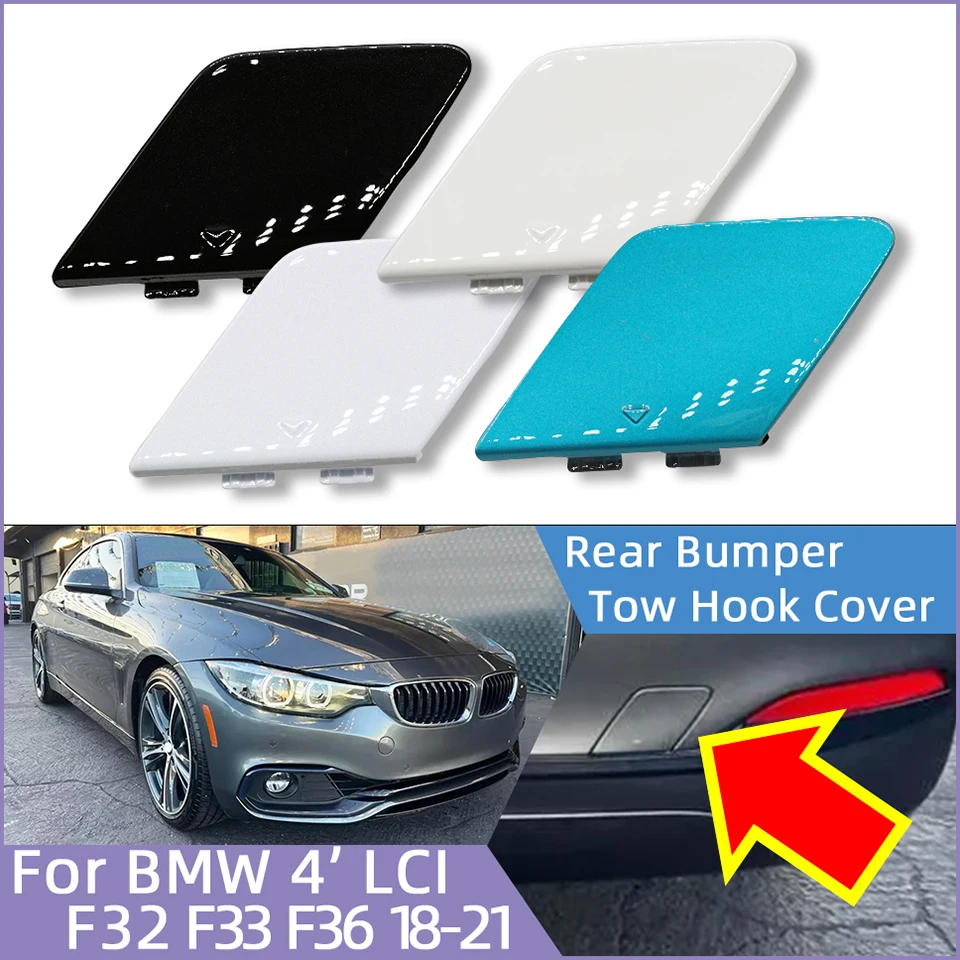 For BMW 4 Series F32 F33 F36 LCI Ordinary 2018-2021 # 51127496136 Rear Bumper Tow Hook Cover Lid Towing Hauling Trailer Cap Trim