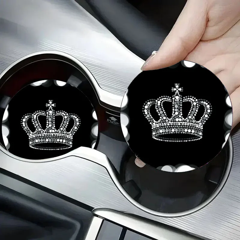 Leather Car Coaster Anti Slip Water Cup Pad Universal 2.75 Inch Waterproof Non Slip Auto Cup Holder Insert Mat Washable Vehicle
