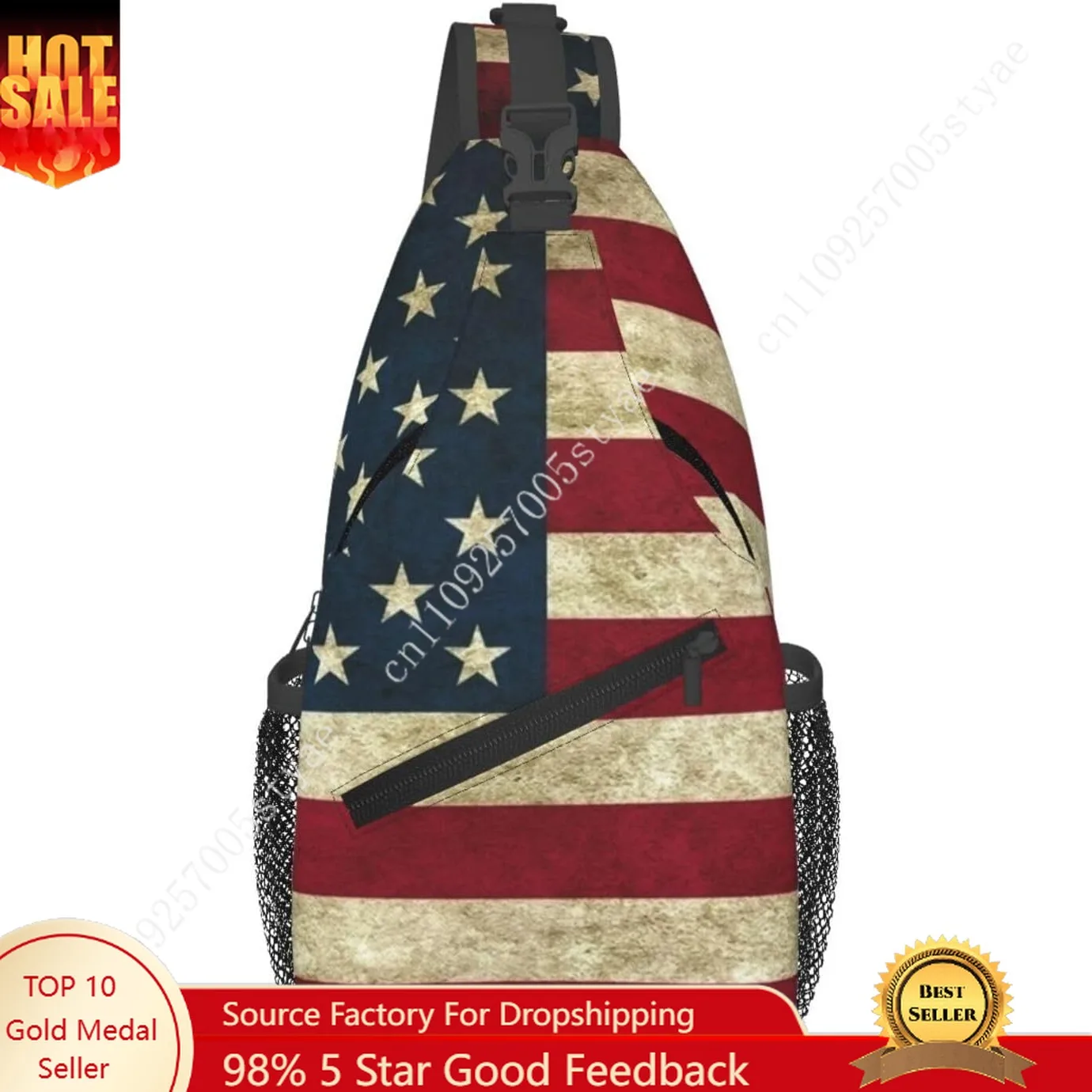 

American Flag Sling Backpack Men Women Chest Bags Multipurpose Crossbody Sling Bag Travel Hiking Crossbody Shoulder Bags