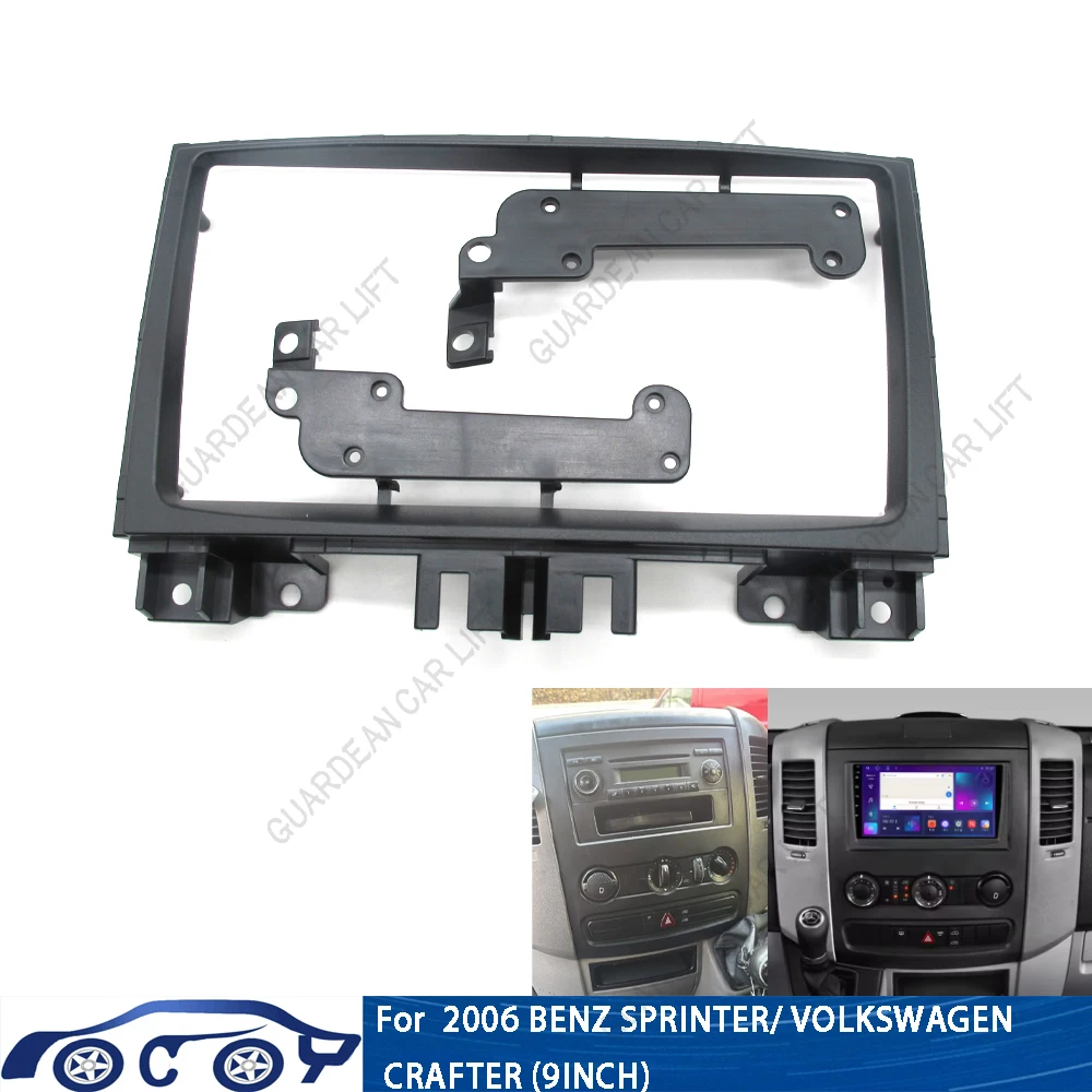 Fascias d'autoradio 9 pouces pour 2006 BENZ SPRINTER/VOLKSWAGEN CRAFTER, lecteur stéréo Android, panneau d'unité principale 2 Din, cadre de tableau de bord