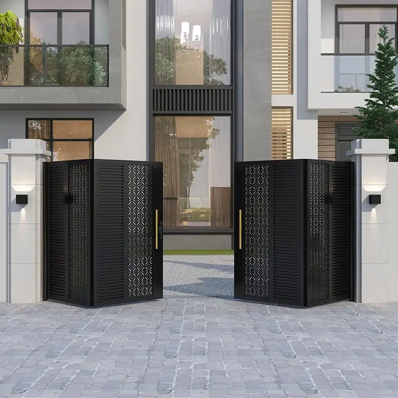 Aluminum alloy door Villa Courtyard gate Electric folding door Garage door head Outdoor rural iron gate Walled garden gate