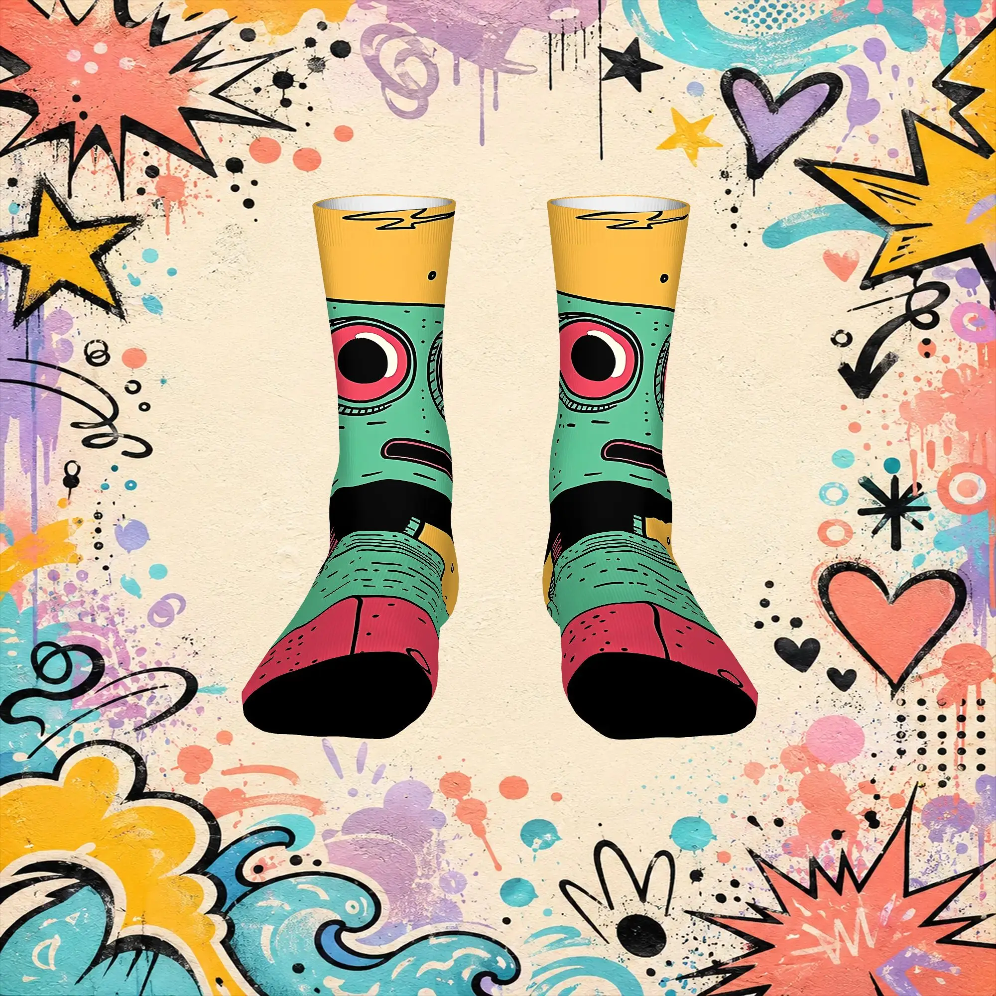 Circuits and Starlight Vintage  Street Style Novelty Seamless Crew Creative Sock Sports Socks