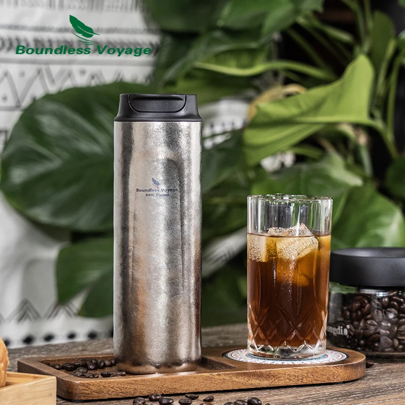 Imagem -06 - Boundless Voyage 450ml Titânio Imprensa Francesa Copo de Café Garrafa Térmica com Tampa Dupla Parede Garrafa de Água Isolada Caneca Ti3255d