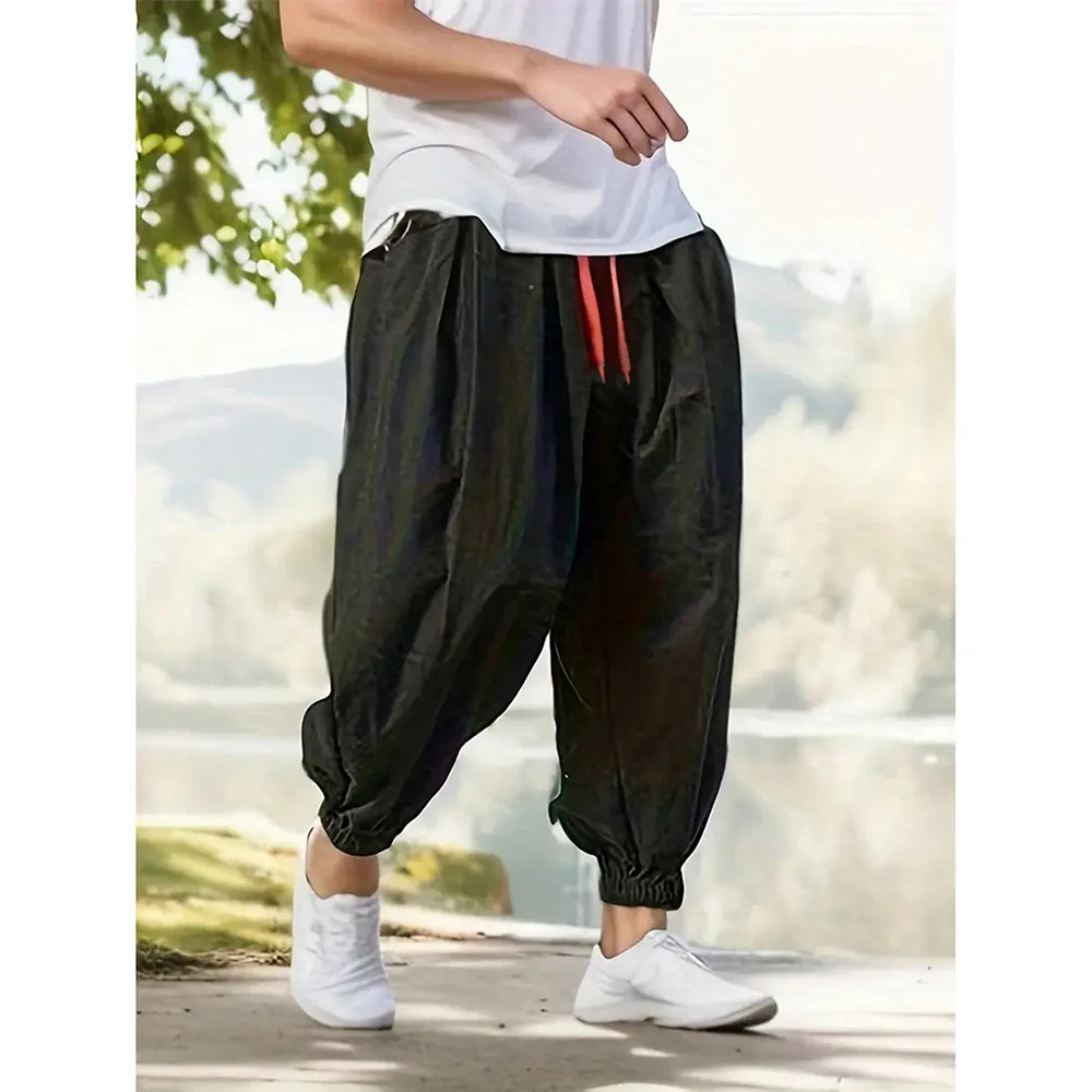 

Summer New Casual Men's Loose Fitting Haren Lantern Leg Tied Pants
