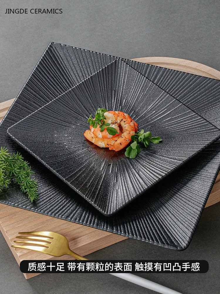 1Pc Melamine Square Plate High Quality Black Snack Dishes Home Merchant Dining Plate Not Easily Broken Plastic Plate