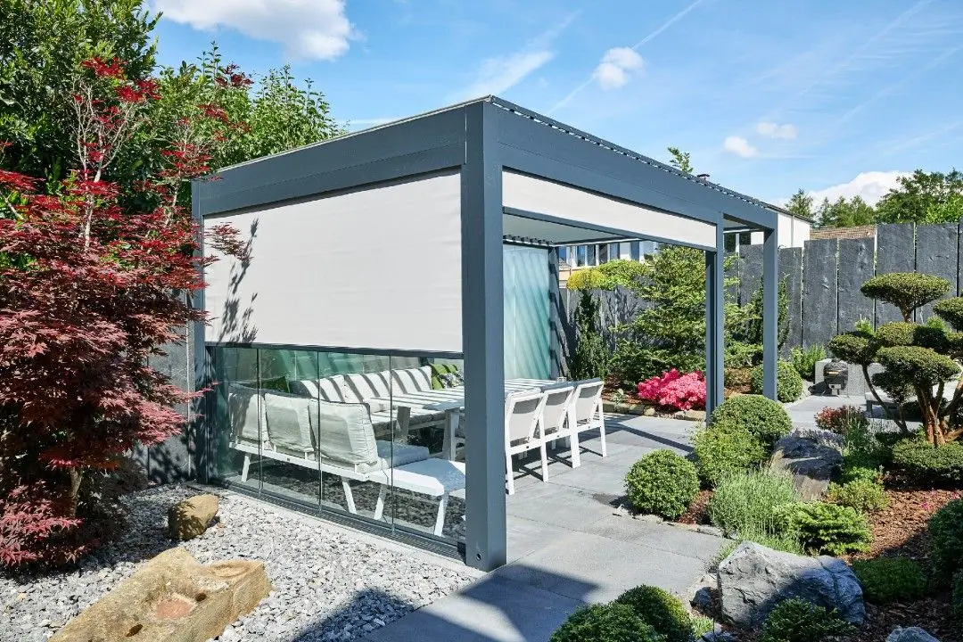 

Modern Aluminum Pergola Outdoor Gazebo Windproof Motorized Louvered Bioclimatic Roof Garden Structure Patio Waterproof Pergolas