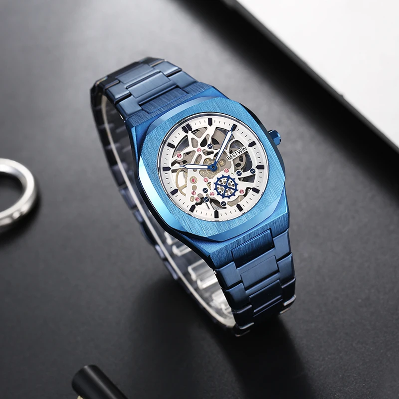 Luxury fashion double-sided hollow design exquisite mechanical design quartz watch men waterproof suitable gift giving bussiness