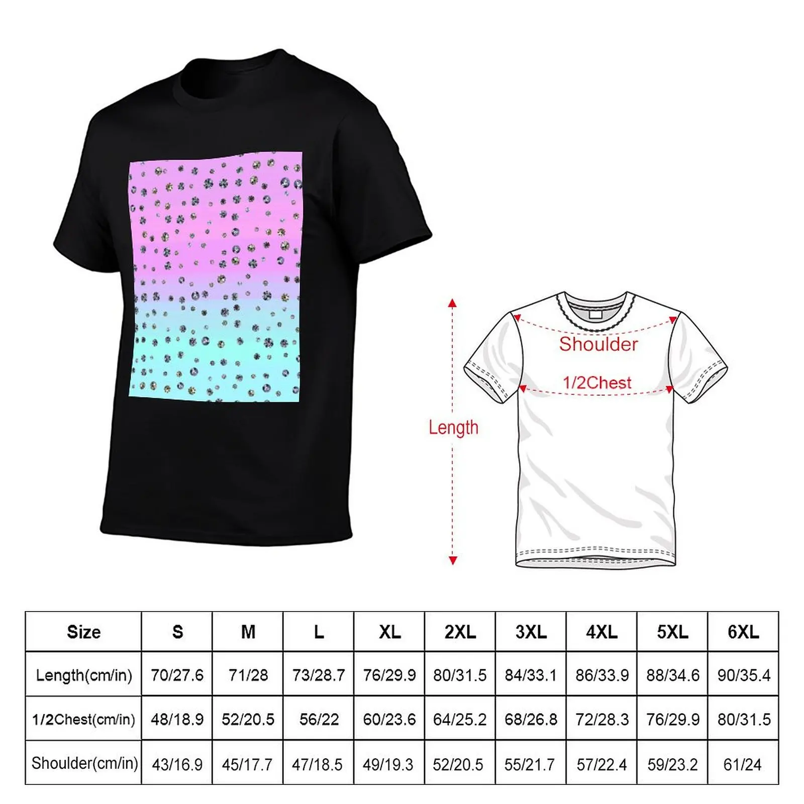 Printed image of Diamond pattern on pink azure gradient background T-Shirt customs design your own oversized t shirt men t shirt