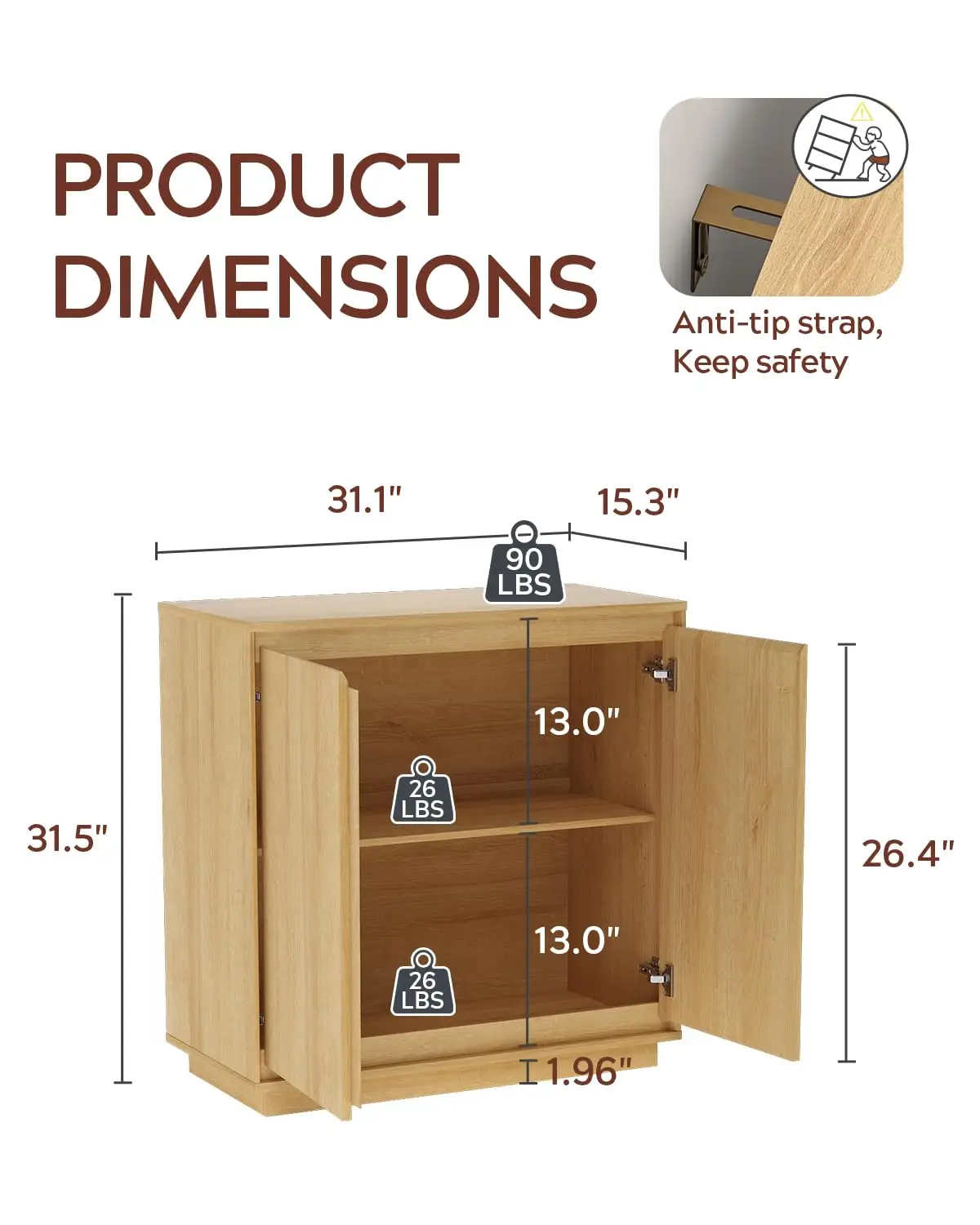 3 قطع خزانة بوفيه جانبية مع مساحة تخزين مع أرفف قابلة للتعديل وتصميم بدون مقبض مناسب للمطابخ والممر،