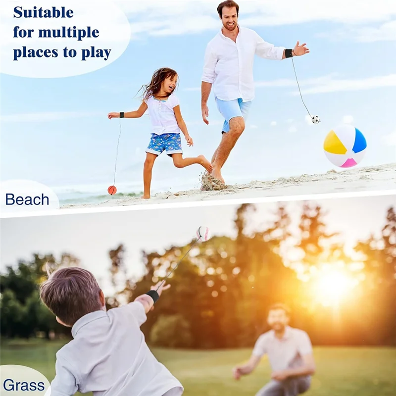 

A87I6 Pcs Wrist Return Ball Sports Wrist Ball Includes Basketball, Baseball And Football On A String Rubber Rebound Ball