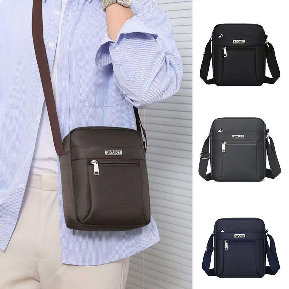 Bolso de hombro para hombre, bolsa de gran capacidad, portátil, con cremallera, multicapa, impermeable, cruzado