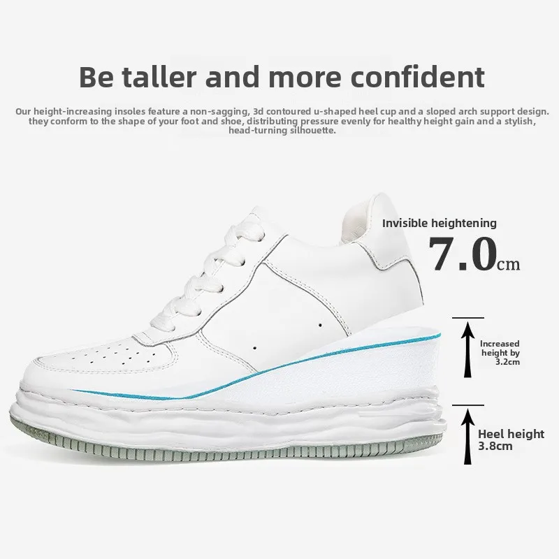 

New Height Increasing Shoes for Men 10cm Invisible Elevator Sneakers White Leathe Sport Zapatillas De Hombre Big Size