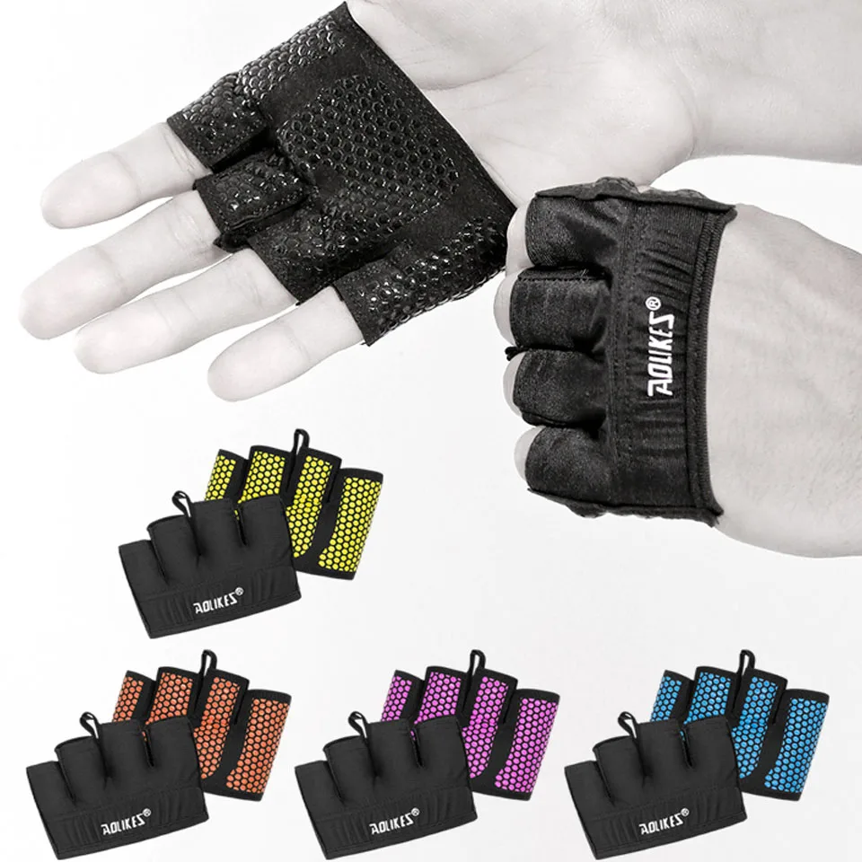 AOLIKES Gym Fitness Half Finger Gloves Men Women for Crossfit Workout Glove Power Weight Lifting Bodybuilding Hand Protector