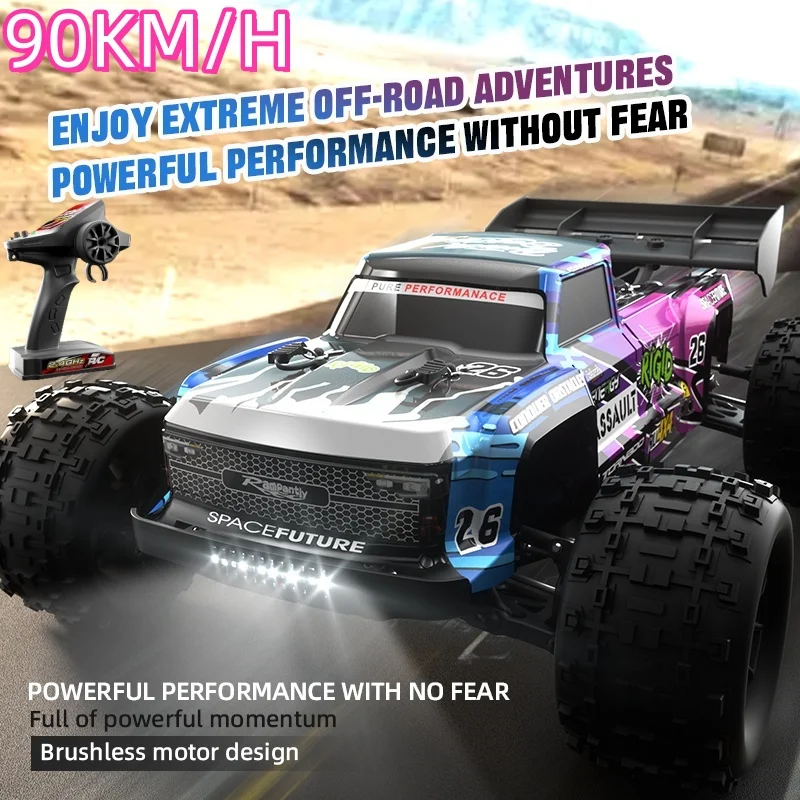 

1:12 All Terrain Off Road Высокоскоростной автомобиль с дистанционным управлением 90 км/ч 3S Аккумуляторное освещение 4WD Бесщеточный гоночный дрифт RC Car Truck