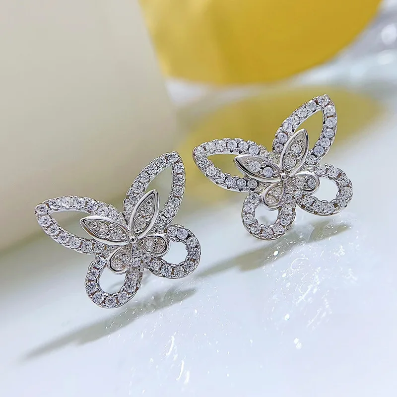 S925 Silver Bow Earrings S925 Pure Silver Diamond Earrings Wholesale of Foreign Trade Fashion Jewelry