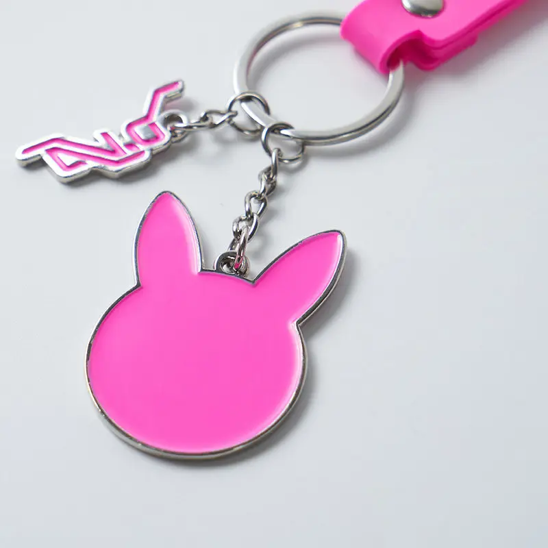 Blizzard Overwatch D Va Metal Keychain Pink Rabbit Head Pendant Official Merchandise Wrist Strap Key Accessory For Game Fans view 4