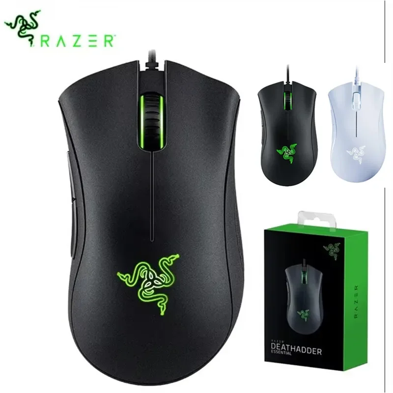 Razer DeathAdder Essential Ratón para juegos con cable / Ratones con cable 6400DPI 5 botones independientes para computadora portátil y PC Gamer