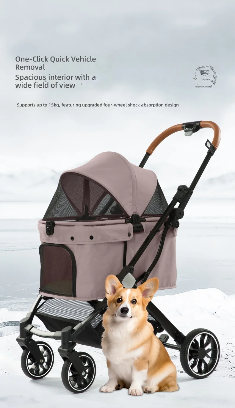 Pet Stroller, Foldable Cat Dog Carrier, One-Click Folding, Portable Pet Travel Stroller for Small Dogs and Cats, Outdoor Walking