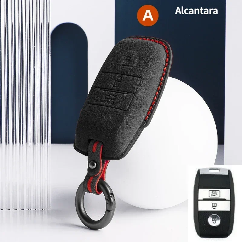 

For Kia Sportage Ceed Sorento Cerato Forte KX3 K5 2017 2018 2019 2020 2021 2022 2023 Suede Car Key Case Cover Holder