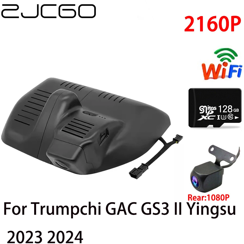 

ZJCGO 2K 4K Car DVR Dash Cam Wifi Front Rear Camera 2 Lens 24h parking for Trumpchi GAC GS3 II Yingsu 2023 2024