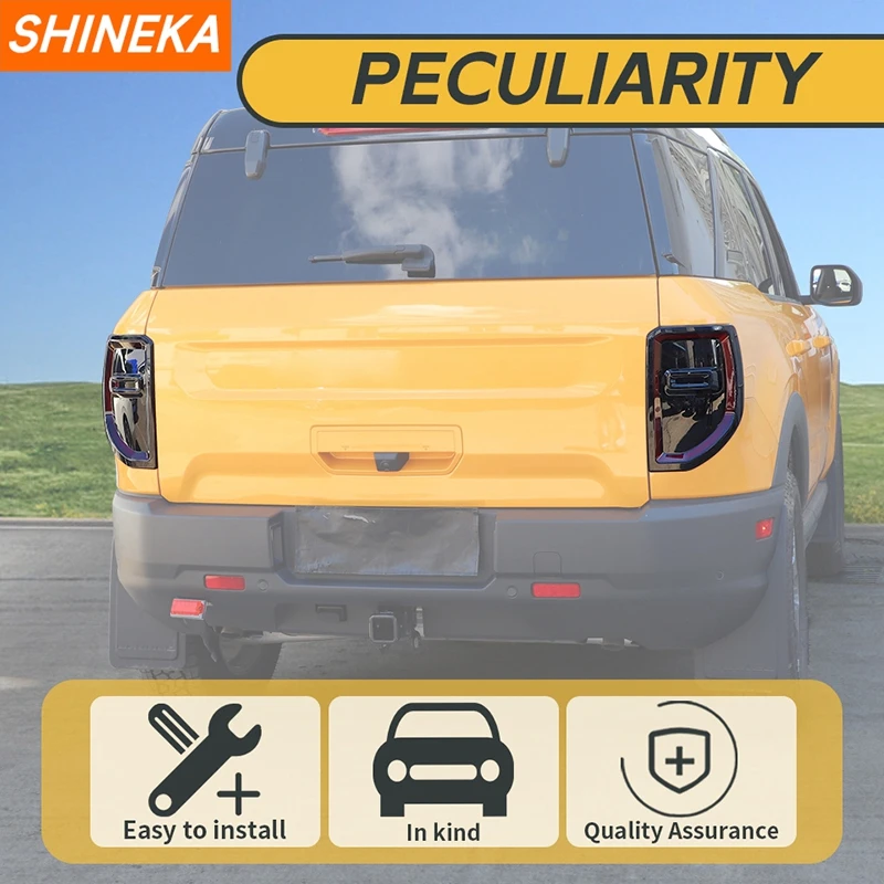 SHINEKA Car Rear Taillight Tail Light Lamp Decoration Cover fit for Ford Bronco Sport 2021 2022 2023 2024+ Exterior Accessories