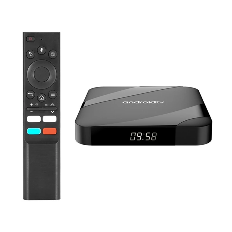 FFYY-ATV Android 14 Smart TV Box AV1 S905W2 Quad-Core Dual Wifi reproductor multimedia remoto por voz 8K 4K decodificador enchufe de la UE