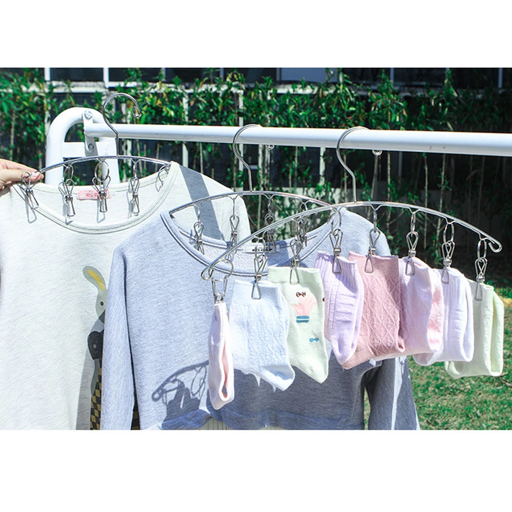 

Stainless Steel Clip Clothes Hanger with Clips Clothing Hangers Laundry Drying Socks