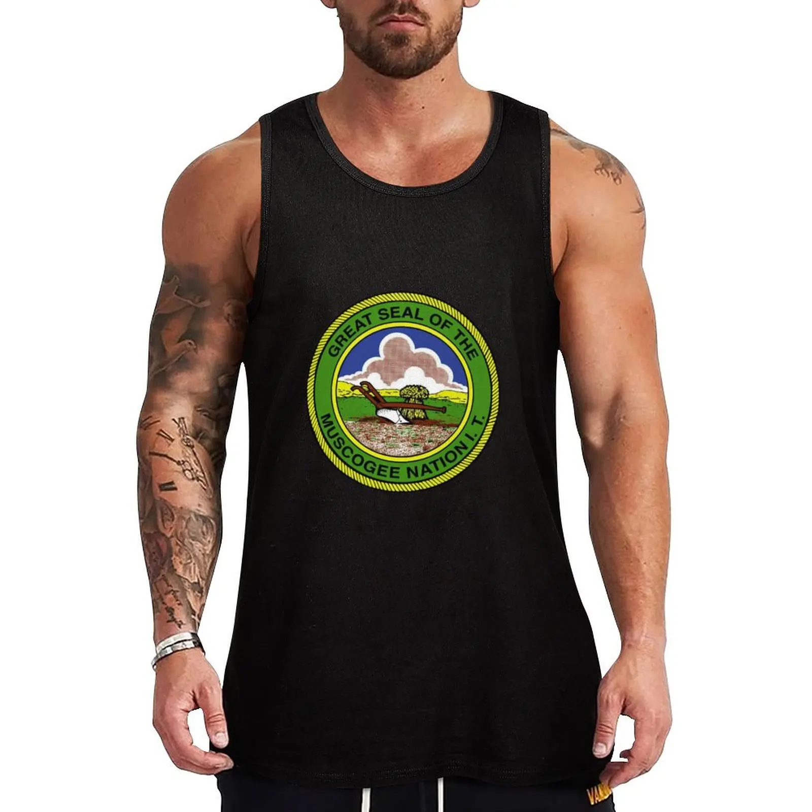 Great Seal of Muscogee Creek Nation USA Tank Top Daily Casual Tank Top Relaxed Fit Sleeveless Summer
