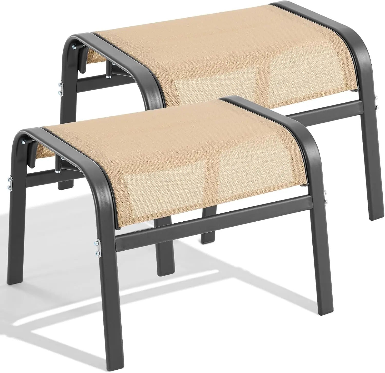 Outdoor Ottoman Set of 2, Oversized Outdoor Foot Rest, Beige