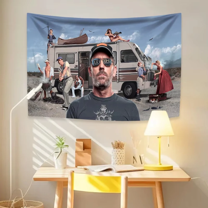 VIKAMA House MD Tapestry Medical Drama TV Show Cast Portrait Wall Hanging for Fans Bedroom Living Room Home Decor
