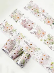 WT Studio Vintage Flower Branch Shadow Floral Moon Star Washi PET Tape for Card Making DIY Scrapbooking Plan Decorative Sticker