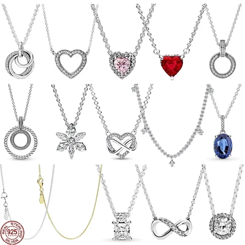 

Hot selling 925 Sterling Silver Classic Square Heart-shaped Bow Necklace Exquisite Luxury Women's Charm Jewelry Festival Gifts