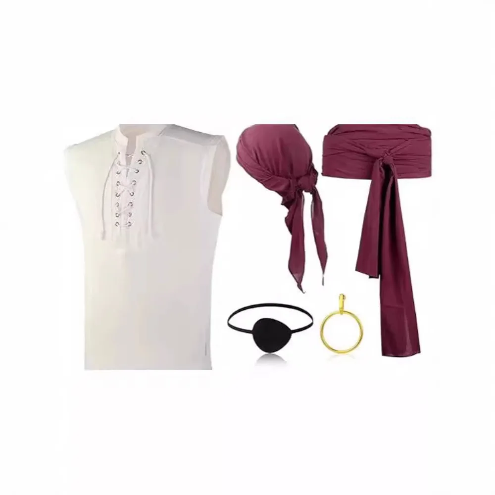 

Men's Adult Pirate Costume Set: Medieval Renaissance Viking Shirt, Pirate Bandana & Belt