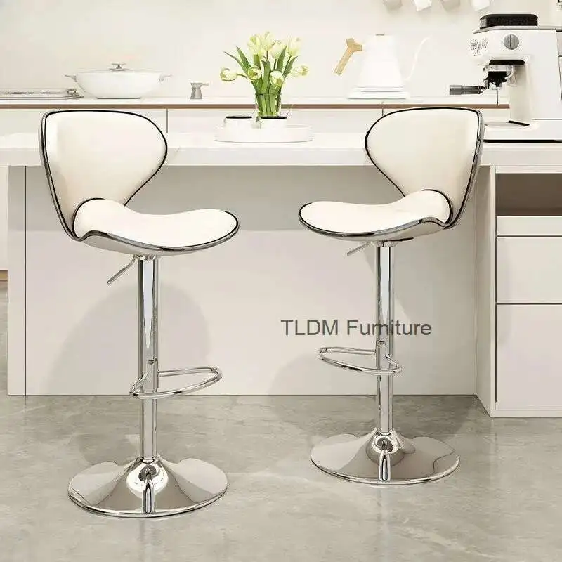 

Light Luxury Bar Chair Lift Chair Front Bar Stool Home Kitchen High Stool Iron Swivel Backrest Butterfly Bars Chairs Soft Seat