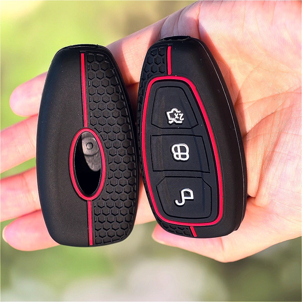 Car Key Pack for Ford ST Line Fiesta Focus Mondeo Ecosport Kuga Puma Edge Escape Metallic Silicone Car Key Fob Case Accessories