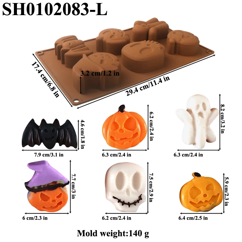 Halloween Pumpkin Skeleton Bat Ghost Design Silicone Cake Mould Halloween Chocolate Mold Dessert Tools Kitchen Supplies