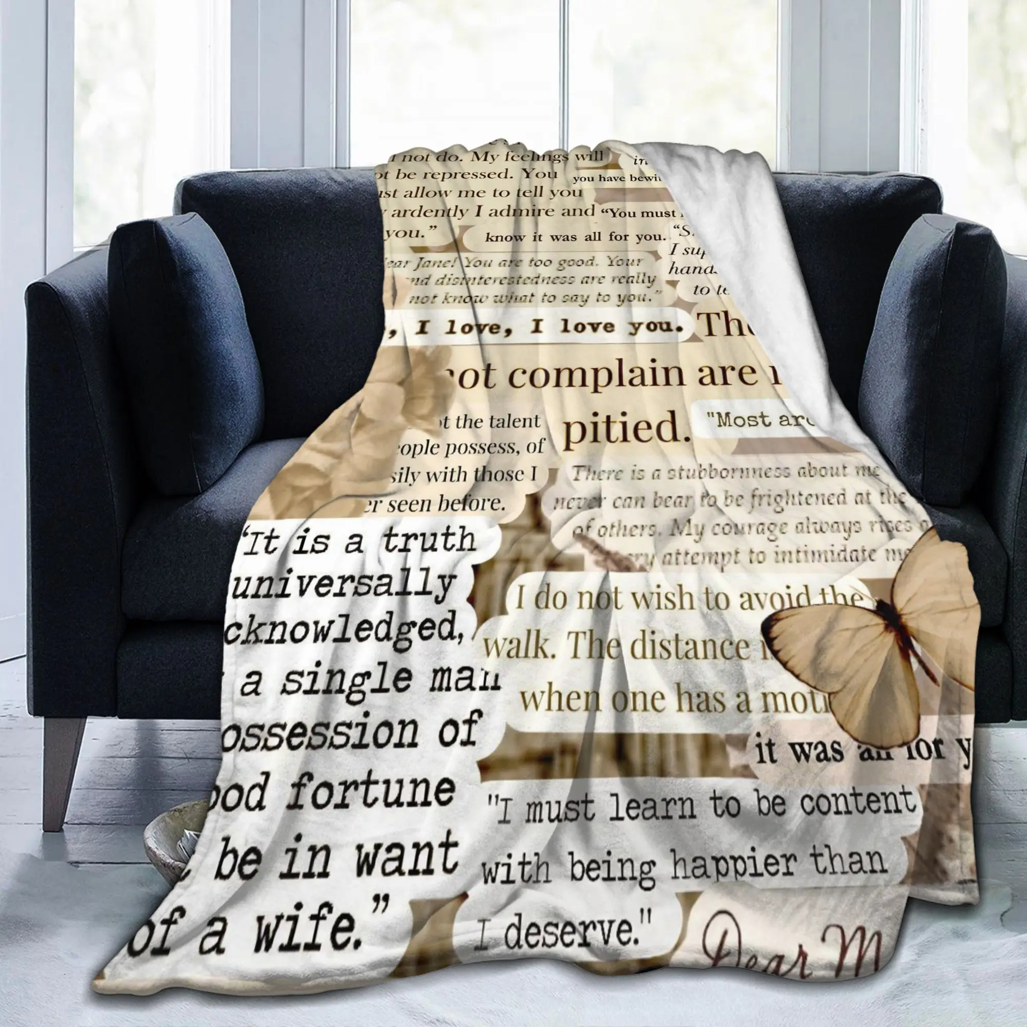 Pride and Prejudice Quotes Flannel Throw Blanket Jane Austen for Sofa Knitted Blanket Office Warm Breathable