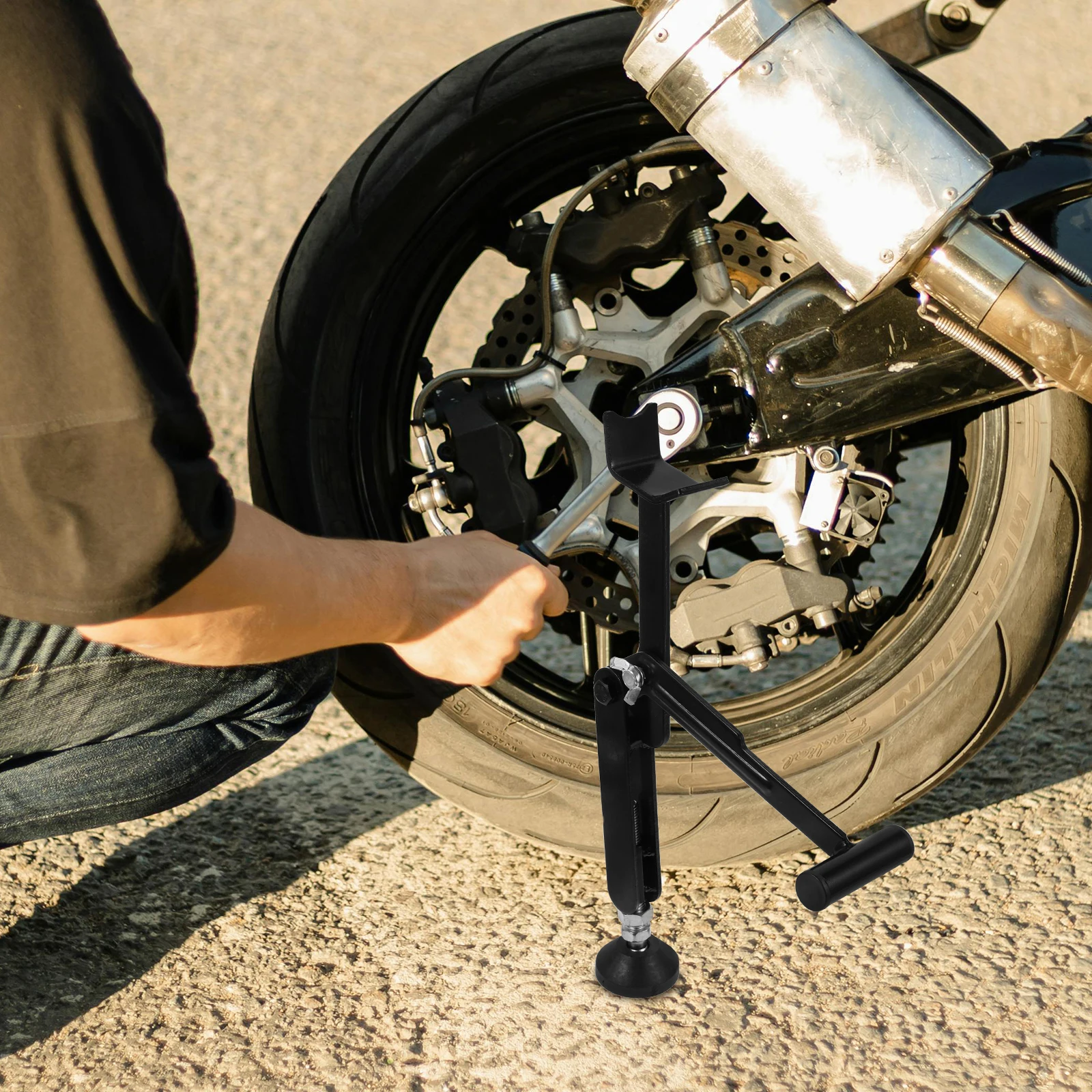 

Motorcycle Wheel Lifting Support Stand Foldable Durable Front Rear Lift Tool Repair Maintenance Motorcycle Accessories Black