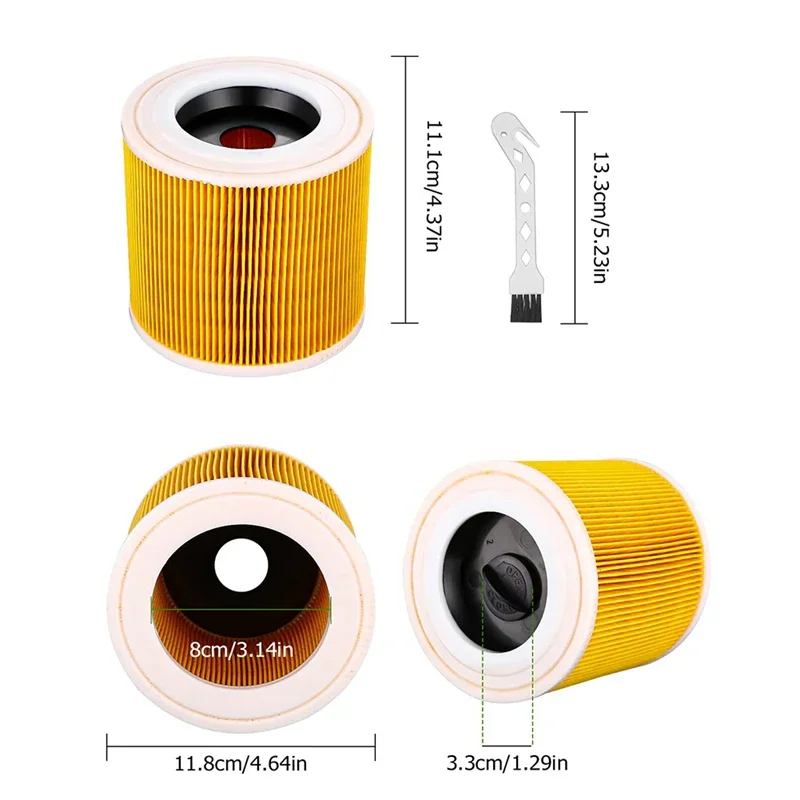 3Pcs Cartridge Filter For Karcher Vacuum Cleaner WD3 Premium WD2 WD3 WD1 MV3 MV2 WD 3 P Extension Kit Against Fine Dust