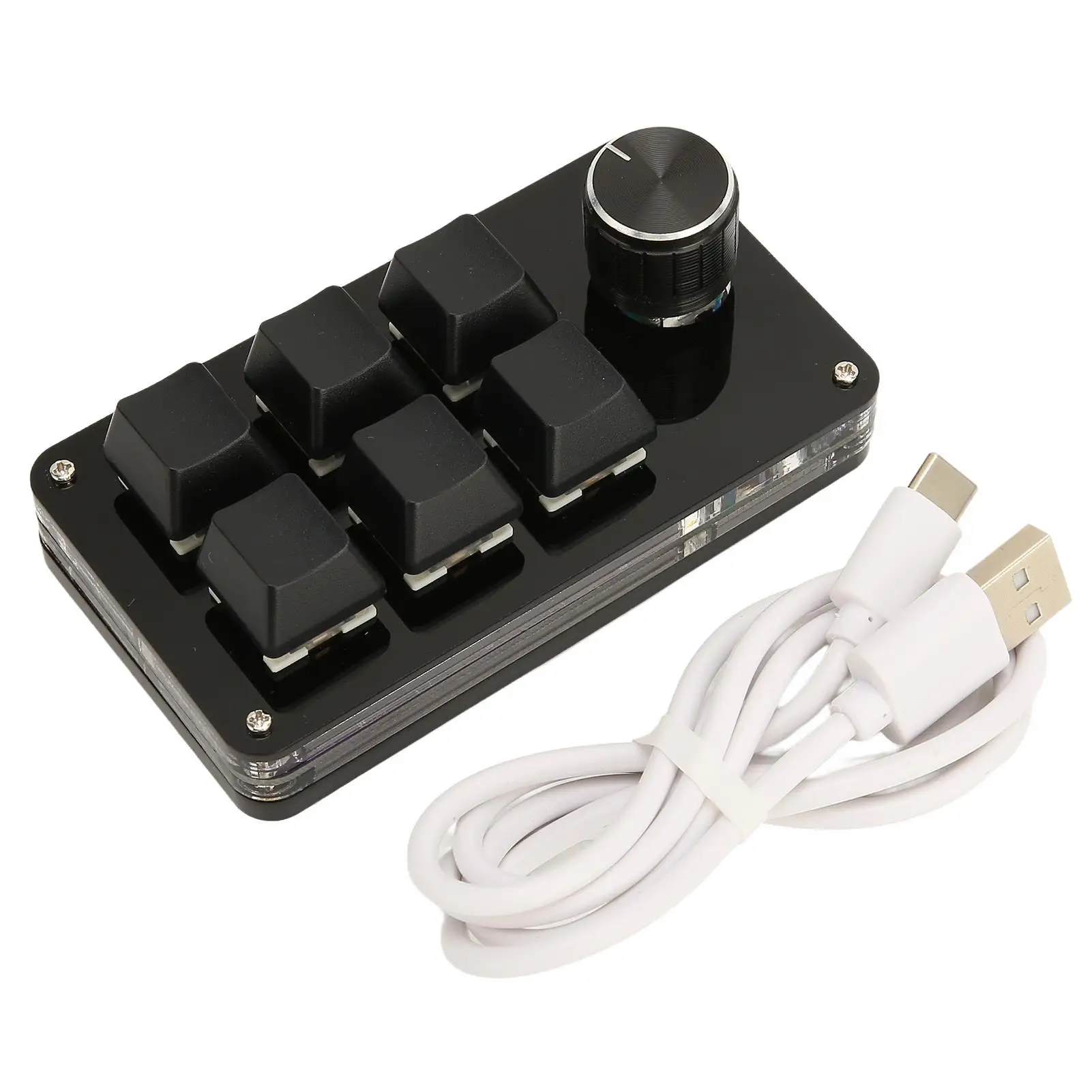 

USB RGB Backlit Mini Keypad with Knob DIY Programmable for gaming Keyboard for OSU and Office Use