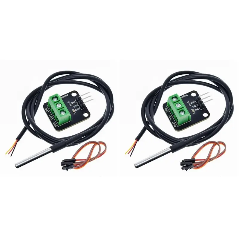 Y43A-2X DS18B20 Temperature Sensor Module Kit Waterproof 100CM Digital Sensor Cable Probe Terminal Adapter For Arduino