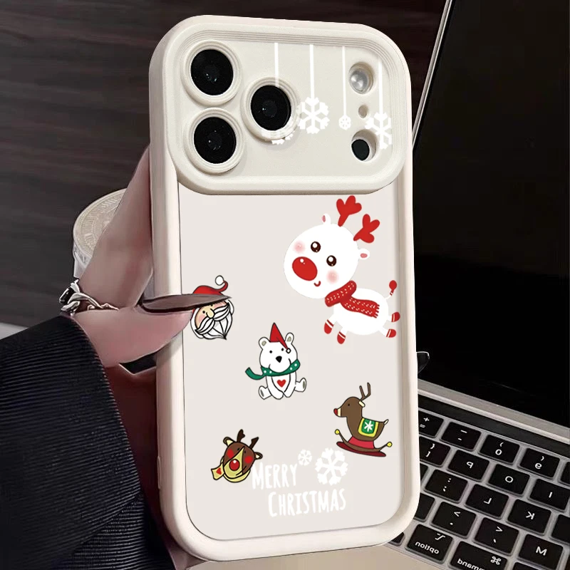 

Чехол с принтом рождественского лося для iPhone 17 16 15 14 Pro Max 15 14 Plus 13 12 Pro Max 11 16e 17 Air Мягкий силиконовый чехол для телефона