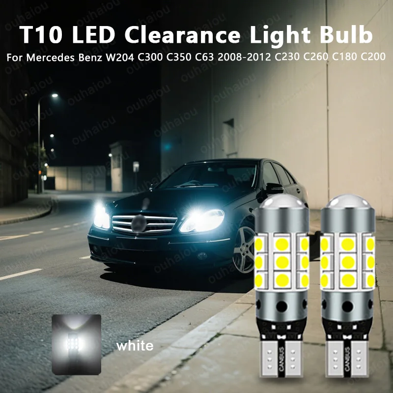 

For Mercedes Benz W204 C300 C350 C63 2008-2012 C230 C260 C180 C200 2pcs LED Clearance Light Bulb Parking Lamp W5W T10 Canbus